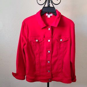 Women's Red Coldwater Creek stretchy Jean Jacket
